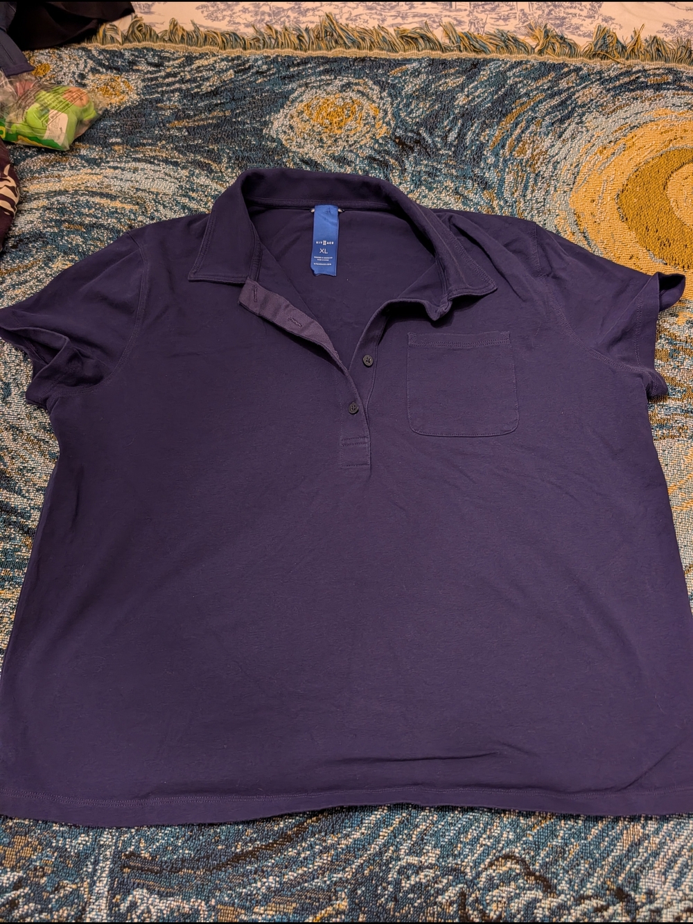Kit and Ace Women's Button-Down Polo in Blue